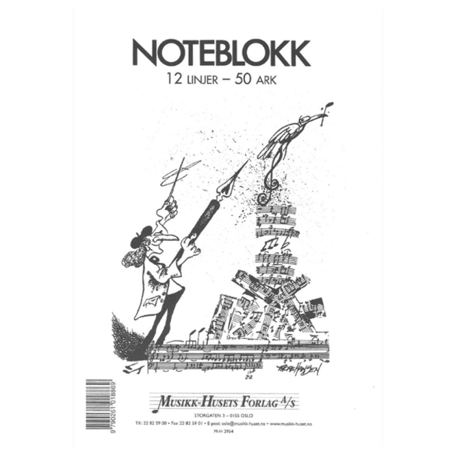 Hovedbilde Noteblokk 12 linjer, 50 ark